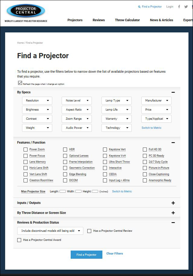 PC Find a ProjectorSearchEngine